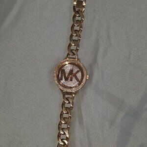 Michel Kors Gold Color and Slim Runway Pave'  Watch - Model MK-3475